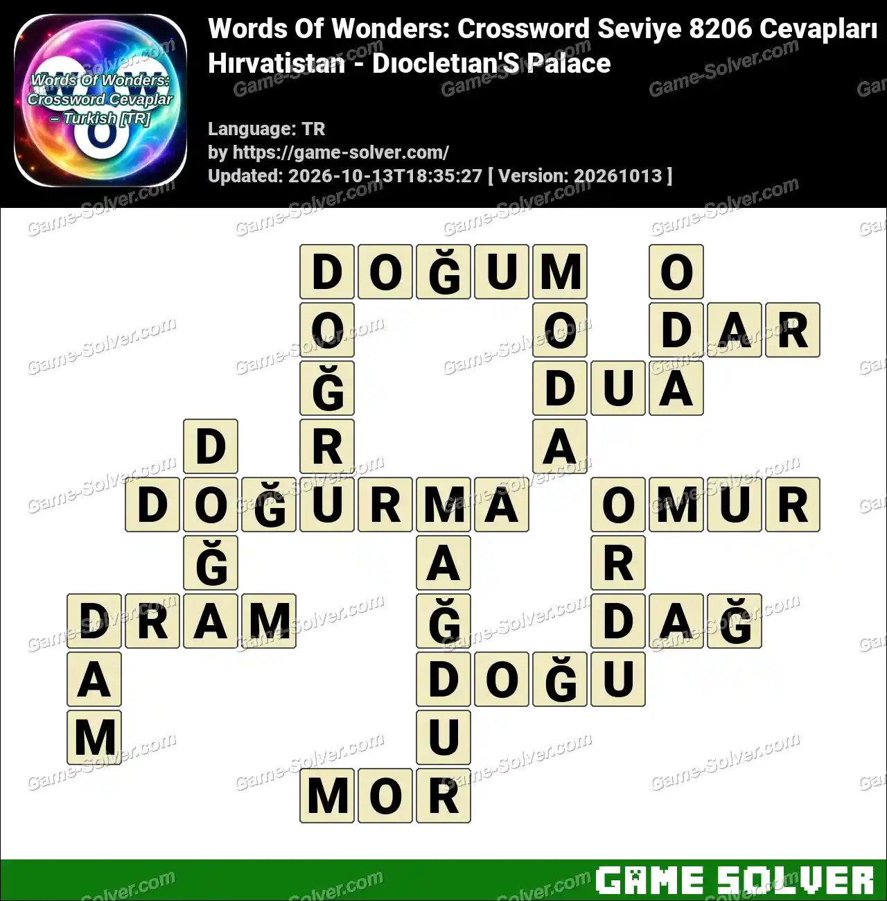 Words Of Wonders: Crossword Seviye 8206 Cevapları – Hırvatistan – Dıocletıan’S Palace